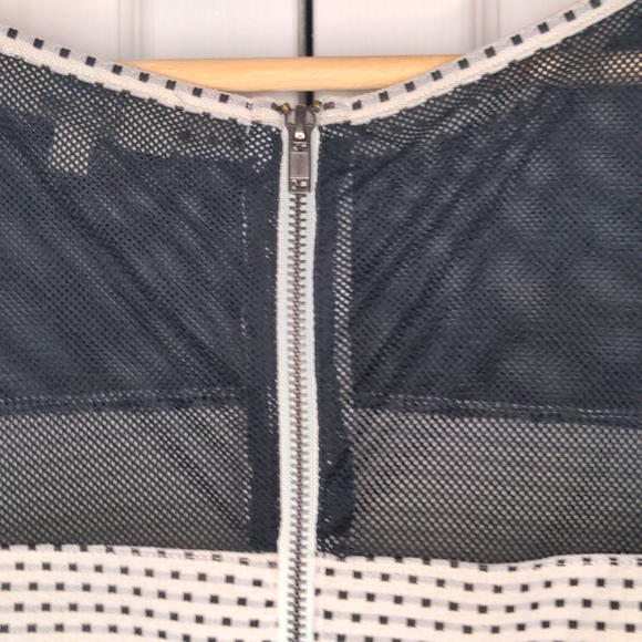 Black and White Mesh and Dotted A Line Dress - Picture 6 of 7